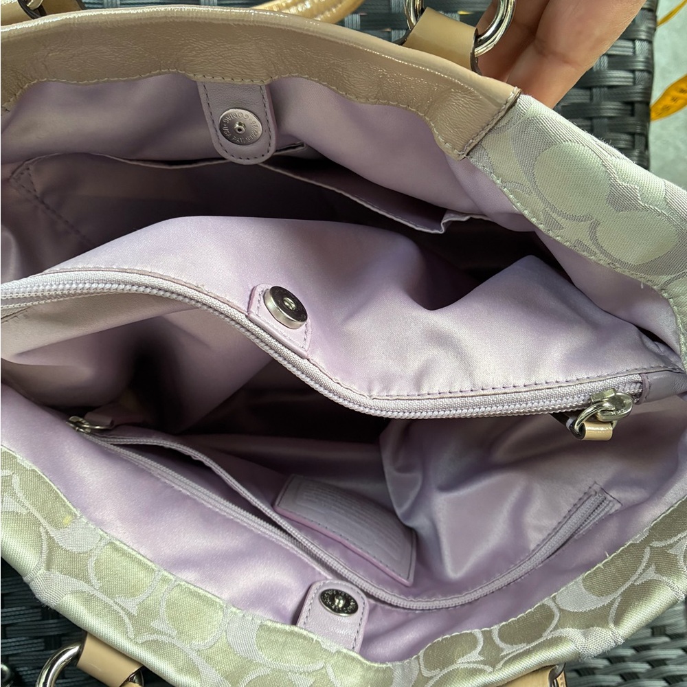 COACH BAG,Coach Cream and ligth purple Bag, COACH Shoulder Bag - Picture 10 of 16